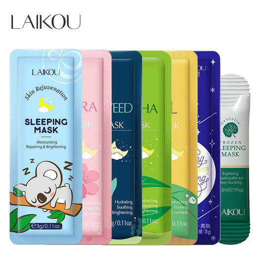 LAIKOU - mascarilla Facial hidratante de 7 piezas, máscara de hoja Facial para dormir, reparadora y nutritiva.