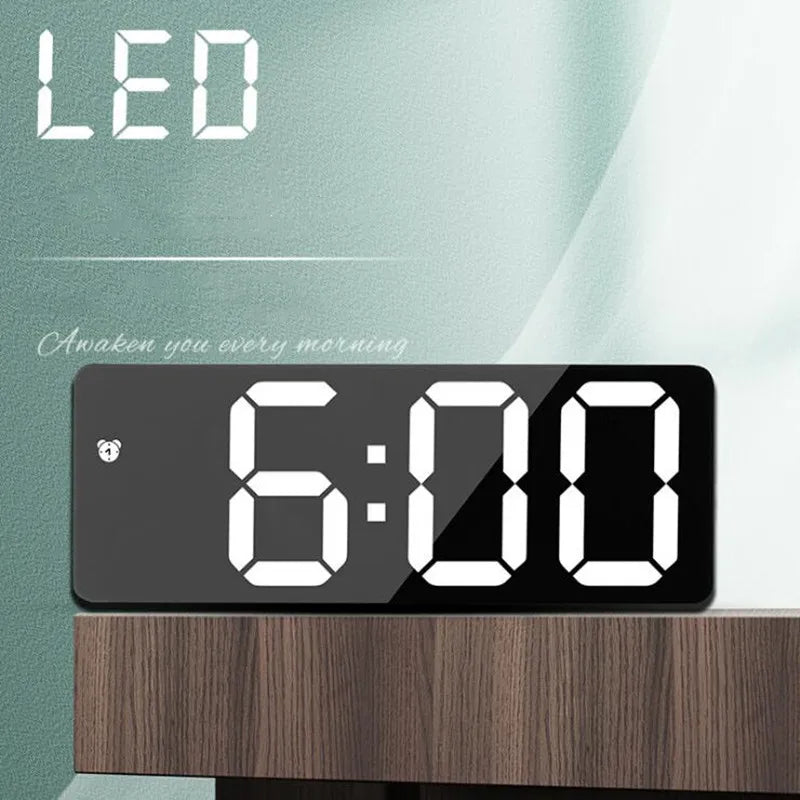 Reloj despertador Digital acrílico/espejo, Control por voz, repetición, modo nocturno, reloj de mesa, función antidisturbios de 12/24H, reloj electrónico LED