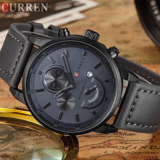 CURREN-reloj analógico de cuarzo para hombre, accesorio de pulsera resistente al agua con calendario