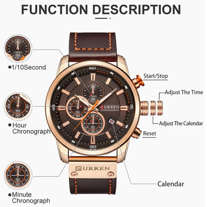 CURREN-Reloj deportivo de lujo para hombre, reloj masculino