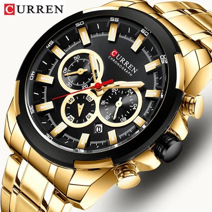 CURREN-reloj deportivo grande de lujo para hombre, cronógrafo de pulsera de cuarzo