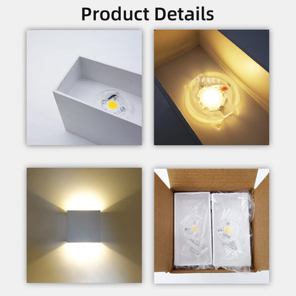 Apliques de pared LED, paquete de 2, lámpara de pared interior moderna de 6W