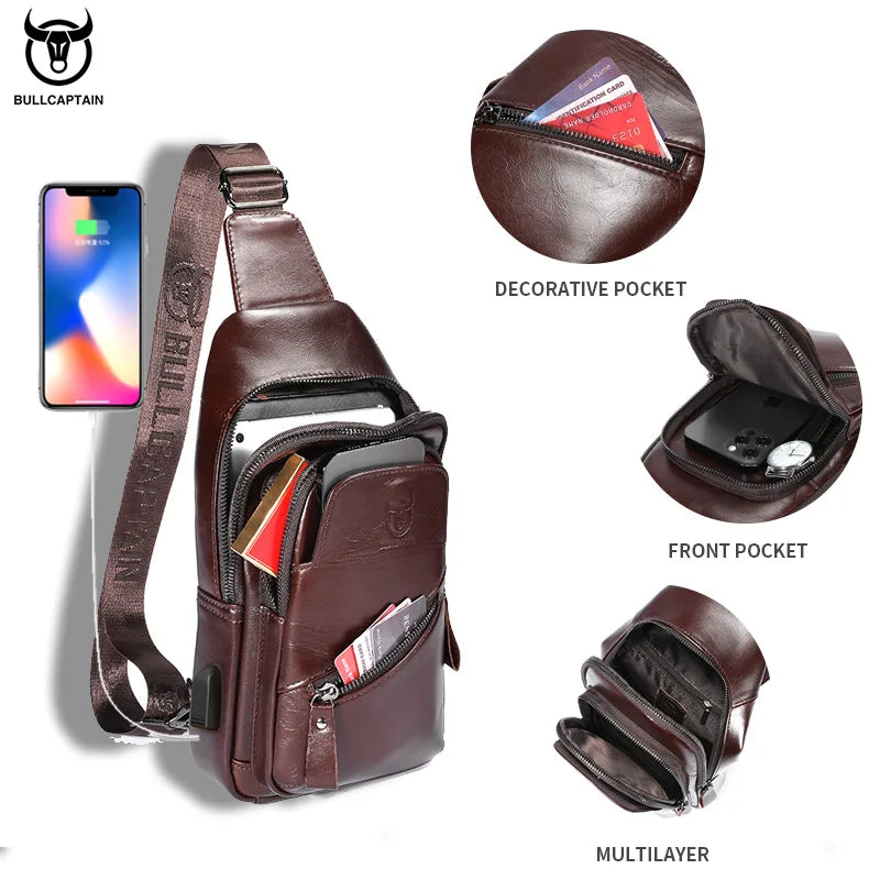 Bolso de pecho de cuero para hombre