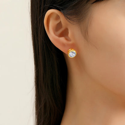 Pendientes de oro auténtico de 18k para mujer, aretes elegantes de diamantes de moissanita de 1Ct.