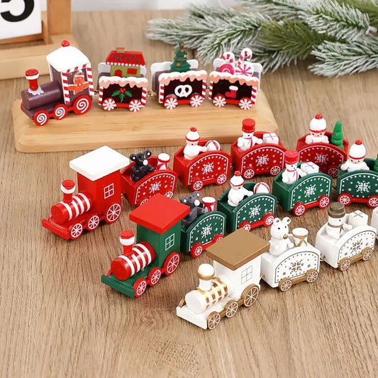 Tren de madera navideño, adornos navideños para el hogar