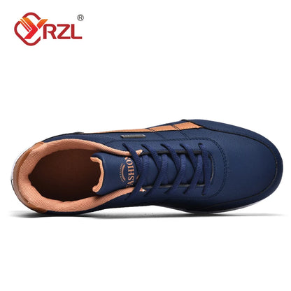 YRZL-Zapatos Deportivos de cuero para hombre, zapatillas impermeables para caminar.