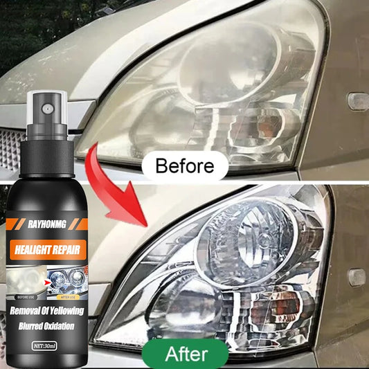 Spray de reparación de faros para reacondicionamiento de automóviles.