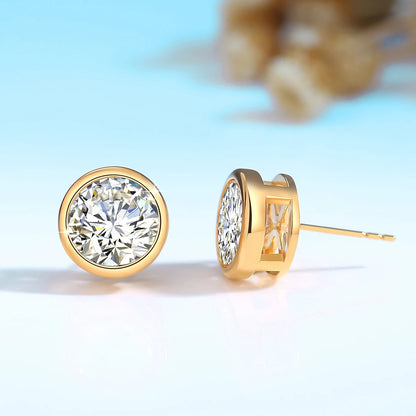 Pendientes de oro auténtico de 18k para mujer, aretes elegantes de diamantes de moissanita de 1Ct.