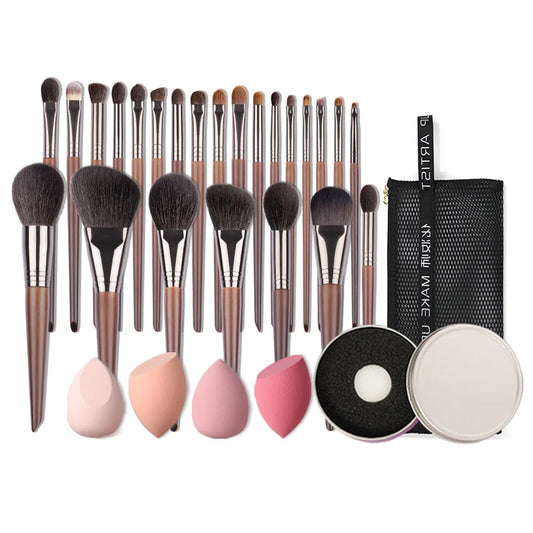 OVW Set de pinceles de maquillaje natural Pincel de maquillaje de sombra de ojos Kit de cepillo de polvo facial de pelo