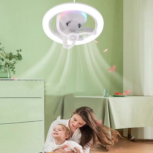 Ventilador de techo inteligente con Control remoto, luz LED RGB E27, Aroma incorporado, giratorio de 360 grados