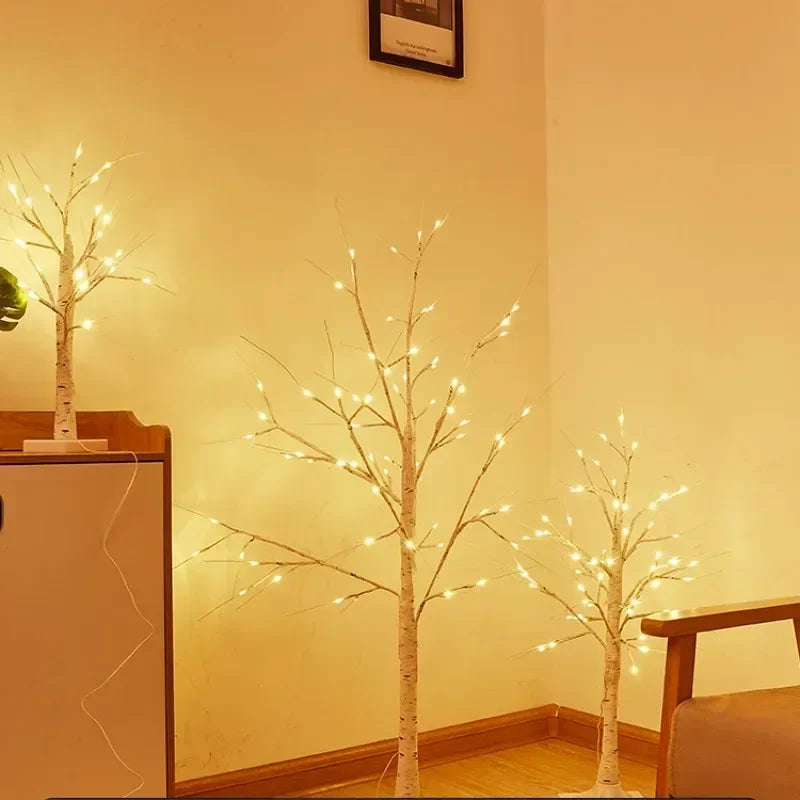 Luces LED de árbol de abedul, rama brillante, luz nocturna DIY.