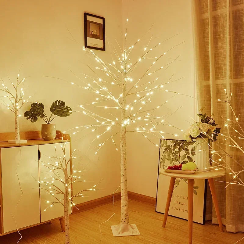 Luces LED de árbol de abedul, rama brillante, luz nocturna DIY.