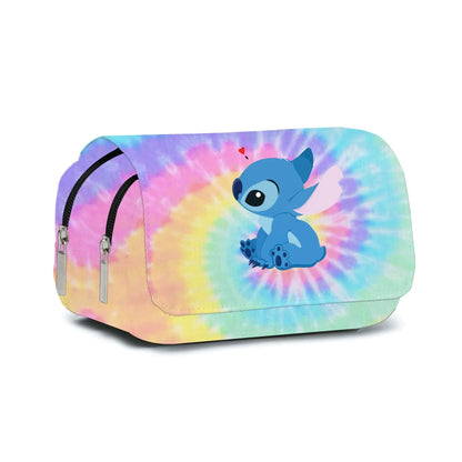 Stitch-Bolsa de bolígrafo con solapa completamente impresa, caja de papelería, estuche para lápices de escuela primaria y secundaria.