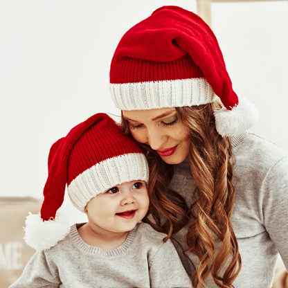 Gorro de punto con pompón para niño y adulto