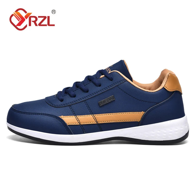 YRZL-Zapatos Deportivos de cuero para hombre, zapatillas impermeables para caminar.