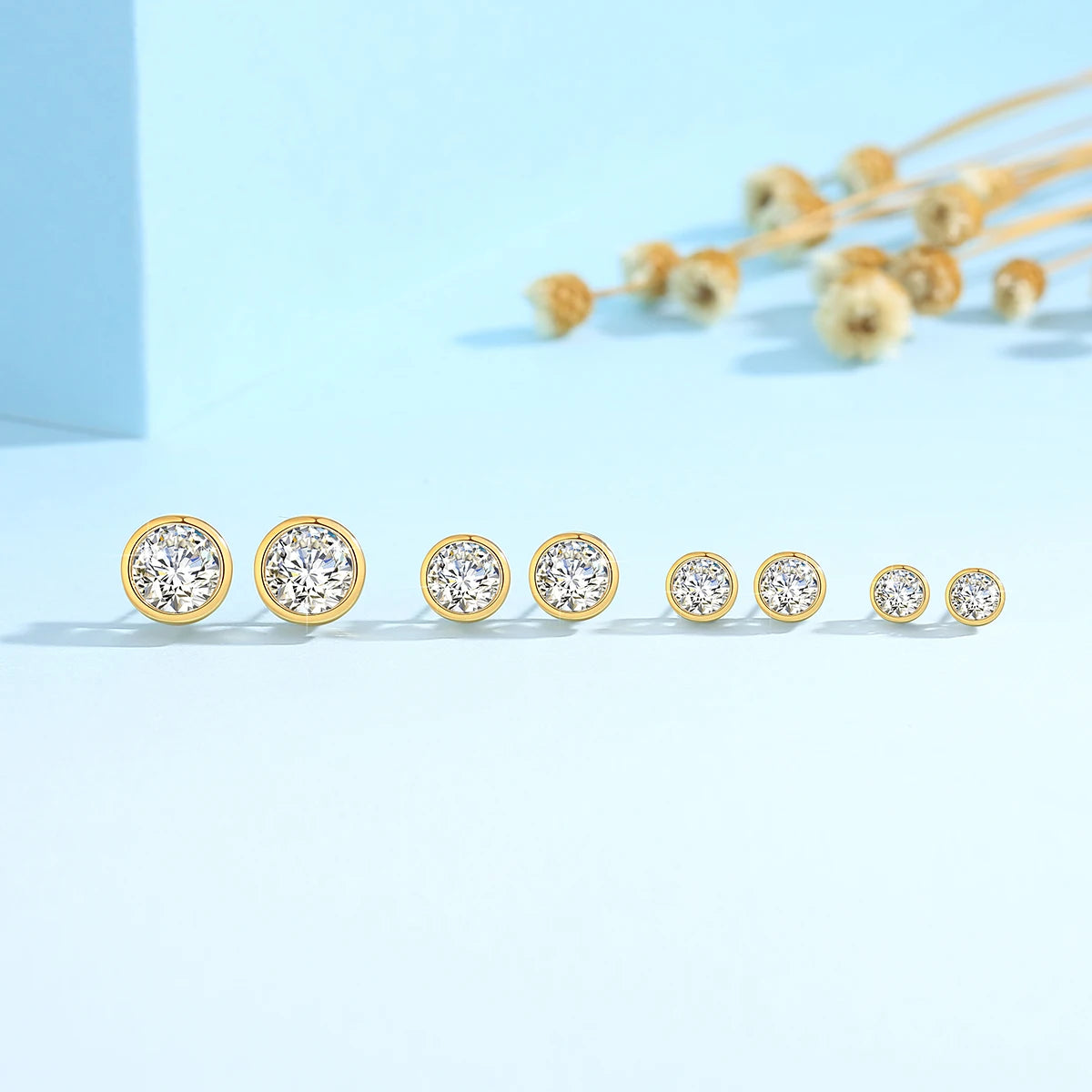 Pendientes de oro auténtico de 18k para mujer, aretes elegantes de diamantes de moissanita de 1Ct.