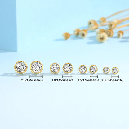 Pendientes de oro auténtico de 18k para mujer, aretes elegantes de diamantes de moissanita de 1Ct.