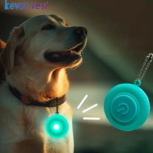 Collar con colgante LED para mascotas, Collar seguro nocturno luminoso impermeable para perros y gatos, collares de silicona para caminar al aire libre, suministros para mascotas