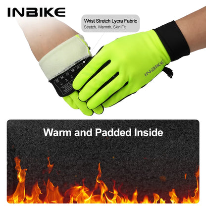 Guantes de ciclismo de invierno para hombre y mujer, guantes cálidos de lana para andar en bicicleta