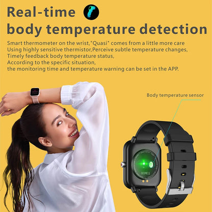 Reloj inteligente deportivo para hombre y mujer, pulsera con control de la temperatura corporal y del oxígeno en sangre