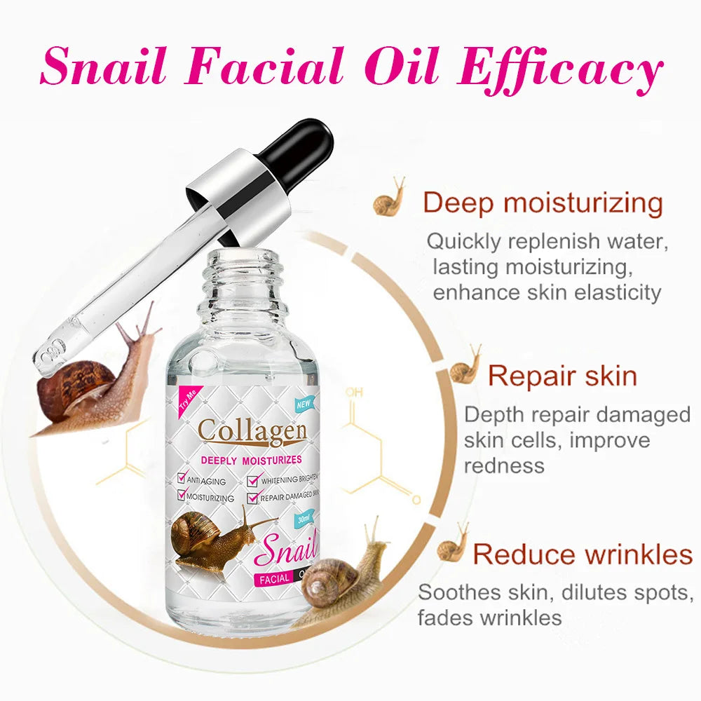 Aceite Esencial Facial de colágeno de caracol, suero Facial hidratante.