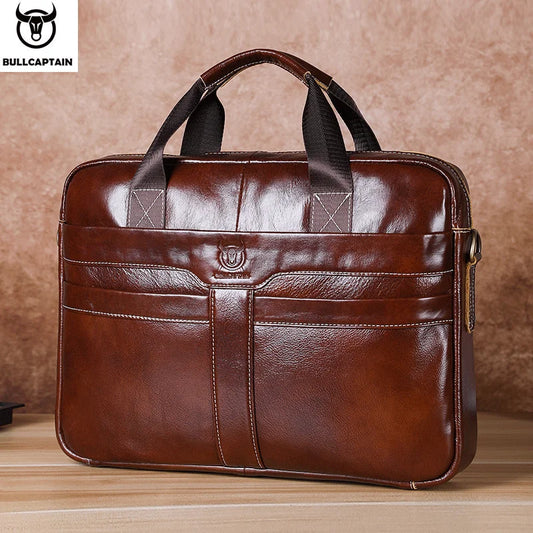 Bolso de cuero para ordenador portátil de 15 "para hombre, maletín de trabajo, bolsa de viaje de negocios, capa superior