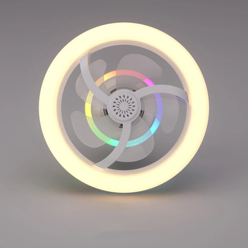 Ventilador de techo inteligente con Control remoto, luz LED RGB E27, Aroma incorporado, giratorio de 360 grados