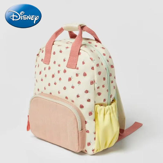 Disney-mochila de algodón con estampado de fresa para niños