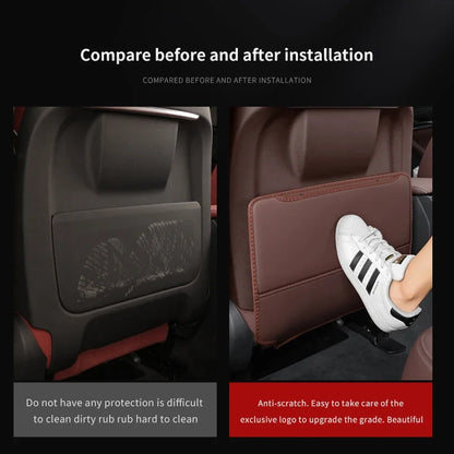 Almohadilla de cuero antisuciedad para asiento de coche, Protector trasero con bolsillo organizador, alfombrilla antipatadas para Tesla, Volkswagen, VW, Toyota, Honda, Lexus