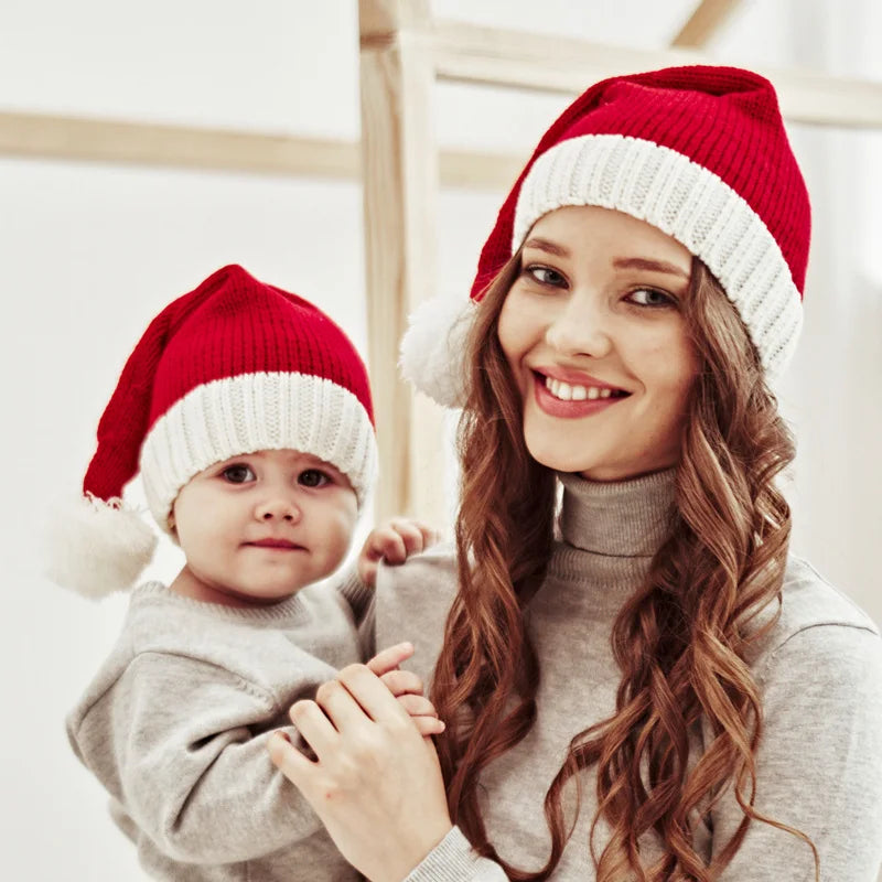 Gorro de punto con pompón para niño y adulto