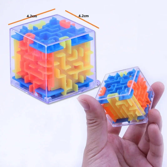 Cubo mágico de laberinto 3D para niños, rompecabezas transparente de seis lados