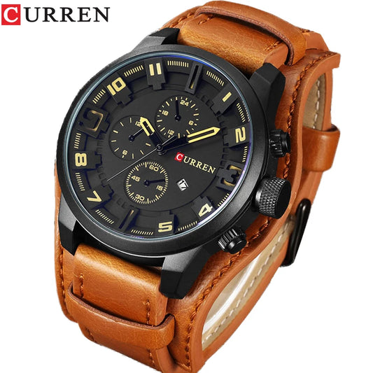 CURREN-Reloj de pulsera de cuarzo para hombre, cronógrafo de marca superior