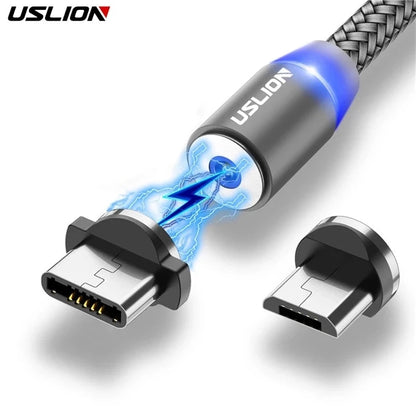 Cable USB magnético LED de carga rápida, Cable USB tipo C para teléfono, cargador magnético,