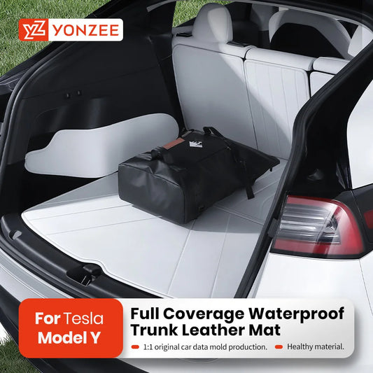 YZ alfombrilla de cuero de alta calidad para el maletero de Tesla Model Y Custom Full Cover Mats Protección a prueba de agua Accesorios de coche