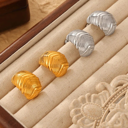 Pendientes chapados en oro de acero inoxidable 316L para mujer, cuentas de concha cuadrada, declaración Irregular, pendiente de tuerca