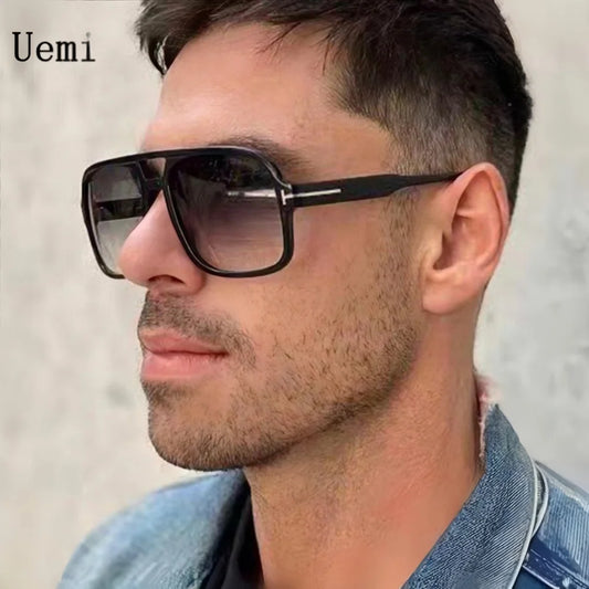 Nuevas gafas de sol Retro de piloto para hombre, gafas de sol cuadradas de moda con doble puente, gafas de sol de gran tamaño UV400