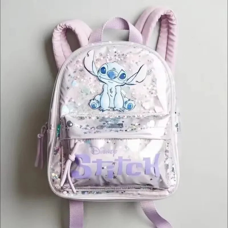 Disney-mochila escolar de dibujos animados para niños y niñas, bolso con lentejuelas cosido.