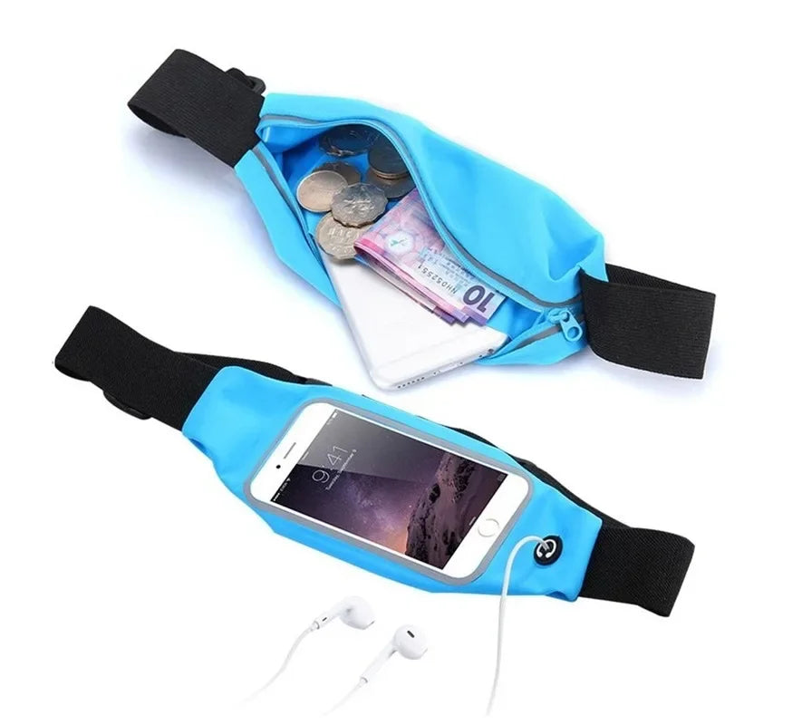 Riñonera deportiva para correr, bolsa de viaje con cremallera para teléfono, impermeable