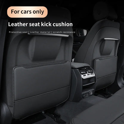 Almohadilla de cuero antisuciedad para asiento de coche, Protector trasero con bolsillo organizador, alfombrilla antipatadas para Tesla, Volkswagen, VW, Toyota, Honda, Lexus