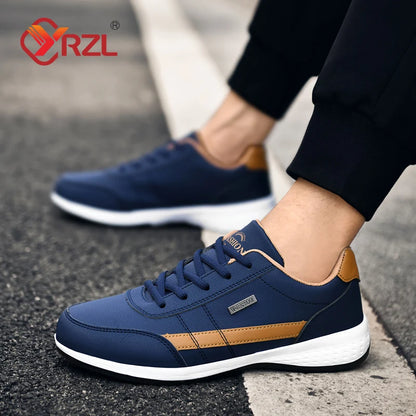 YRZL-Zapatos Deportivos de cuero para hombre, zapatillas impermeables para caminar.